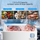 3.5 Cubic Feet Chest Freezer with 2 Removable Baskets Free Standing Top Open Door Compact Freezer with Adjustable Temperature for Home/Kitchen/Office/Bar (3.5 Cubic Feet, White) image 4