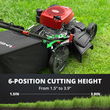 21" Steel Deck Gas Lawn Mower, Heavy-Duty 3-in-1 Push Mower, 144cc 4-Stroke Engine, 6-Position Height Adjustment, Large 1.4 Bushel Grass Catcher, Durable & Efficient for Yard & Garden image 4