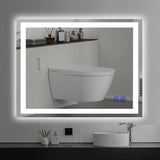 LED wall-mounted makeup mirror with lights - suitable for wall-mounted large makeup tables. Features intelligent touch buttons, anti-fog, water resistance, adjustable dimming, color adjustment, and magnifying glass function. image 2