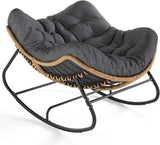 Outdoor swaying egg chair, indoor Papasan chair, rattan rocking chair, modern royal-style bedroom, living room, porch, garden, lawn chair - blue version