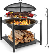 Propane fire pit table, 40,000 watt outdoor square gas fire pit, with lid, weather-resistant metal material, adjustable flame, rock melting set, highly suitable for use on decks, backyards and platforms (30 inches × 30 inches × 11 inches) image 4