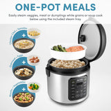 Digital rice cooker, 4 cup capacity (uncooked state) / 8 cup capacity (cooked state), steamer, multi-functional cooking pot, slow cooker, oatmeal pot, automatic insulation function, 2 gallons, stainless steel shell image 3