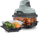 Air fryer can be used in conjunction with microwave ovens, refrigerators and dishwashers. It is made of non-toxic glass material and features a portable cooking system with a capacity of 4 gallons. It comes with 6 glass containers and a sealing lid, image 3