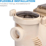 1.5HP Variable 2-Speed Swimming Pool Pump High Flow Above-Ground Swimming Pump Strainer w/ Slip on Fitting image 3