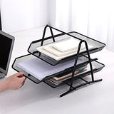 Metal Mesh 2 Tier Document Letter Tray Desk Organizer File Holder Magazine Notebook Organizer Office Supplies image 2