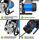 1.6 HP Portable Water Transfer Pump 1500 GPH Electric Shallow Well Pump Garden Booster Pumps for Draining Irrigation Lawn Farm Water Removal image 4