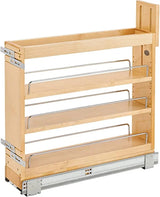 5-inch pull-out storage rack, suitable for bottom cabinets in kitchens/bathrooms, with a soft-closing slide rail for a spice rack/food storage rack, made of wood material image 4