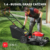 21" Steel Deck Gas Lawn Mower, Heavy-Duty 3-in-1 Push Mower, 144cc 4-Stroke Engine, 6-Position Height Adjustment, Large 1.4 Bushel Grass Catcher, Durable & Efficient for Yard & Garden image 3