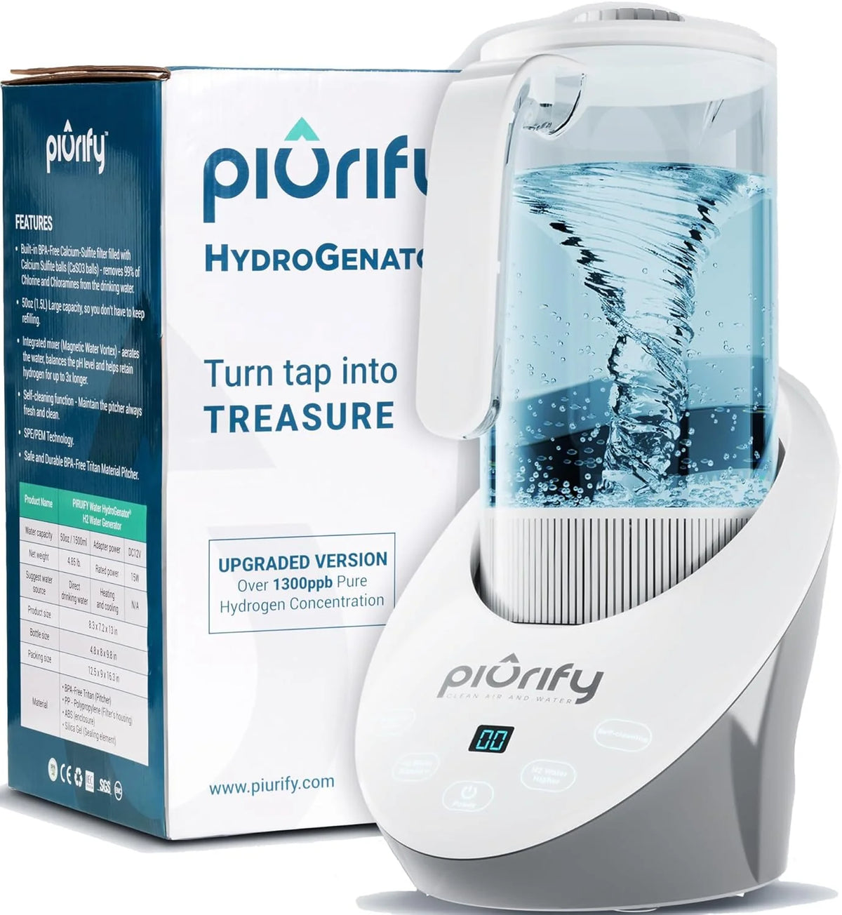 Hydrogen water filter - An anti-bisphenol A material hydrogen water generator using SPE/PEM technology, with balanced pH levels and treated by calcium sulfite filtration.