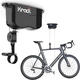 Wall-mounted bicycle lifting frame and storage rack. A bicycle storage and lifting frame that does not require electricity, nor clumsy ropes or pulleys.