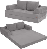 Foldable sofa bed (large size), foldable floor sofa, denim foldable sofa bed as a sleeping mattress, with pillows, boneless sofa, comfortable and relaxing double seat, suitable for living room and bedroom, navy blue color image 4