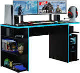 Madesa Large Modern Gaming Computer Desk 53 Inch with 5 Shelves Cable Management Student Study Wooden Table Home Office Gamer Desk for Kids and Adults - White image 2