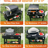 Foldable barbecue table cart, black stone portable frying pan, Weber, Onni pizza oven - Portable outdoor barbecue preparation table, equipped with a bag, very suitable for camping and tailgate events. image 2