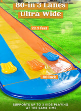 Sloosh Triple Water Slide with 3 BodyBoards, 22.5FT Lawn Water Splash Slip and Slide Summer Toy Splash Pad with Build in Advanced Sprinkler for Kids Adults Backyard Summer Water Fun image 4