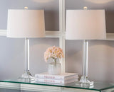 27" Modern Crystal Table Lamp 2-Pack with Linen Shade for Bedroom Living Room Home Office Desk Nightstand with LED Bulb Suitable for Living Room, Dormitory, Office, image 2