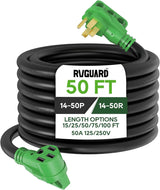 50 Amp 50 Foot RV/EV Extension Cord, NEMA 14-50P/R Heavy Duty Extension Cord with LED Power Indicator and Cord Organizer, Green, ETL Listed image 2