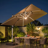 A 10-foot by 10-foot square cantilevered sunshade, equipped with a cross base and canopy, is included - a large heavy-duty outdoor sunshade, 360° rotating offset type, suitable for use in courtyards, backyard of swimming pools, terraces or gardens, i image 2