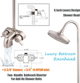 Clawfoot Tub Shower Kit, Add On Shower Units With Bathcock Diverter Faucet and 48" X 27“ Rectangular Claw foot Tub Shower Curtain Rod Kit,Claw foot Tub Shower Faucet Set,Brushed Nickel image 2