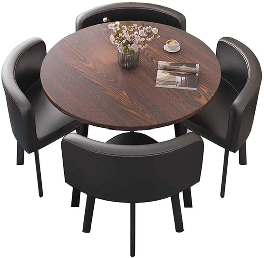 A 4-person conference table and chair set, office reception room club table and chair combination, suitable for living room / central area / farmhouse / home office, medieval style table and chair set