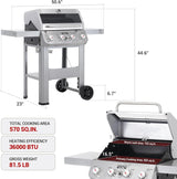 Grills 4-Burner Liquid Propane Gas Grill, Silver Stainless Steel Grill Outdoor Patio Garden Barbecue Grill with Clearview® Lid and One Foldable Shelf, Mesa400MF image 4