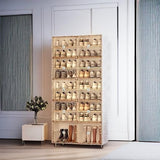 Portable shoe rack organizer, suitable for the entrance of the closet, stackable storage cabinet for sports shoes, shoe cabinet with magnetic transparent doors, large plastic storage container box (with lid), with 5 layers, can hold 20 pairs of shoes image 4