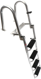 4 Steps Telescoping Boat Ladder Reinforce Dock Ladder Heavy Duty Swim Deck Ladder with Hand Railings and Extra Wide Steps image 3