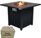 Propane fire pit table, 40,000 watt outdoor square gas fire pit, with lid, weather-resistant metal material, adjustable flame, rock melting set, highly suitable for use on decks, backyards and platforms (30 inches × 30 inches × 11 inches) image 3