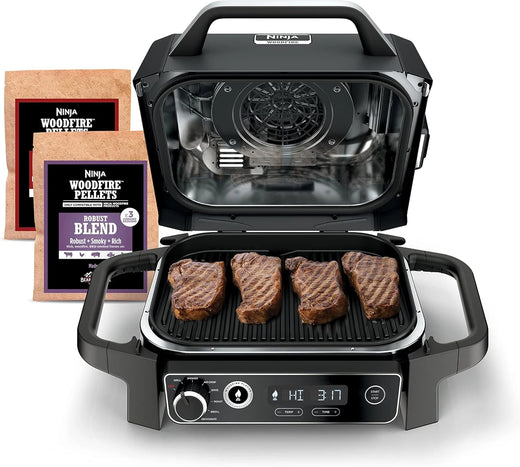 7-in-1 Multi-functional (Barbecue, Slow Roast, Bake, Air Fry, Dehydration, Grill, Smoking) | Portable and highly weather-resistant | Capable of cooking up to 6 steaks and 30 hot dogs | Includes wood pellet fuel