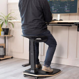 Ergonomic inclined standing desk with chair, portable height-adjustable anti-fatigue cushion, suitable for home and office, black image 4