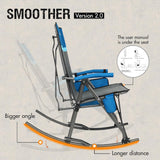 Large-sized foldable rocking chair-style camping chair. Portable outdoor rocking chair, equipped with a high back and sturdy armrests. The carrying bag can bear a weight of 300 pounds. The back of the seat has padding. The color is blue. image 3
