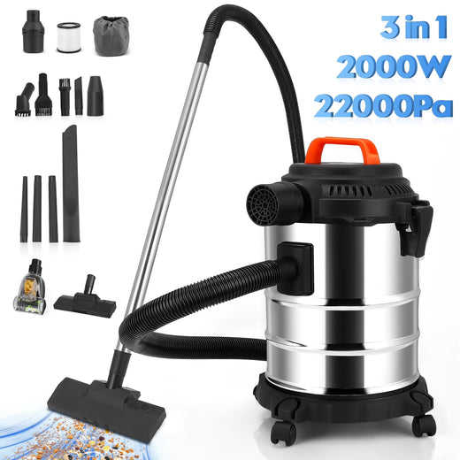 RELOIVE Wet Dry Vacuum,4.5 Gallon 2000W 6.5 Peak HP,3-in-1 Stainless Steel Shop Vacuum Wet and Dry,with Filter and Attachments for House Garage...