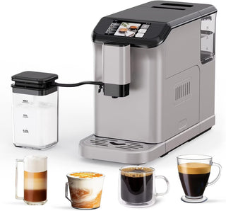 Full Automatic Espresso Machine with Built-In Grinder Milk Frother - FTF Touchscreen Coffee Maker for Latte/Cappuccino, 20 Bar Pressur 1.5L Water...