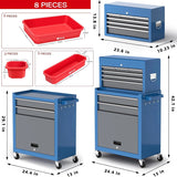 Tool Chest 8-Drawer | 42'' Large Rolling Tool Chest with Wheels | Detachable Top Metal Tool Box | Garage Storage Cabinet for Repair Room,Warehouse | Rolling Tool Box with Hooks,Liners,Tray Divider image 3