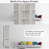 ECOMEX Room Divider 4 Panel, White with Shelves, Wall Dividers and Folding Privacy Screens image 4
