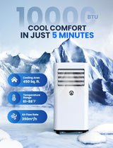 Portable Air Conditioners, 10000 BTU Air Conditioner Portable for Room up to 450 Sq. Ft., 3-in-1 Portable AC Unit with Digital Display, Remote Control, Window Installation Kit, 24H Timer, Sleep Mode image 2