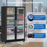 Commercial Refrigerator, Glass Door with LED Lighting – Upright Beverage Display Cooler for Home, Store, Gym, or Office, Featuring Double Swing Doors and 39 cu.ft image 2