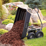 Heavy-duty multi-purpose garbage transfer cart garden cart, equipped with pneumatic tires, capacity 4 cubic feet - 600 pounds load capacity, outdoor wheeled cart, suitable for garden, gardening and landscaping work. image 4