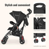 Twin Umbrella Stroller in Black, Lightweight Double Stroller for Infant & Toddler, Compact Easy Fold, Large Storage Basket, Large and Adjustable Canopy image 3