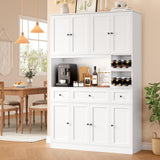 72" Tall Kitchen Pantry with Wine Rack, Pantry Cabinet with Microwave Stand, Large Hutch with Ample Storage, Hutch Cabinet for Kitchen, Dining, Living Room, White image 2