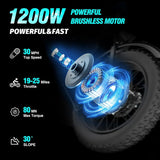 Electric Bike for Adults Ridstar, 1200W 30mph Moutain Bike,48V 15.6AH Battery E-Bike,20" Fat Tire Electric Motorcycle,Electric Bicycle 7 Speed Full Suspension image 2