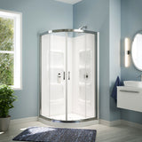 A&E Bath Taylor Frameless Acrylic Base & Walls Shower Enclosure Kit with Sliding Door & Shelves, White