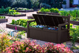 70 Gallon Storage Bench Deck Box for Patio Furniture, Front Porch Decor and Outdoor Seating -- Perfect to Store Garden Tools and Pool Toys, Brown image 4
