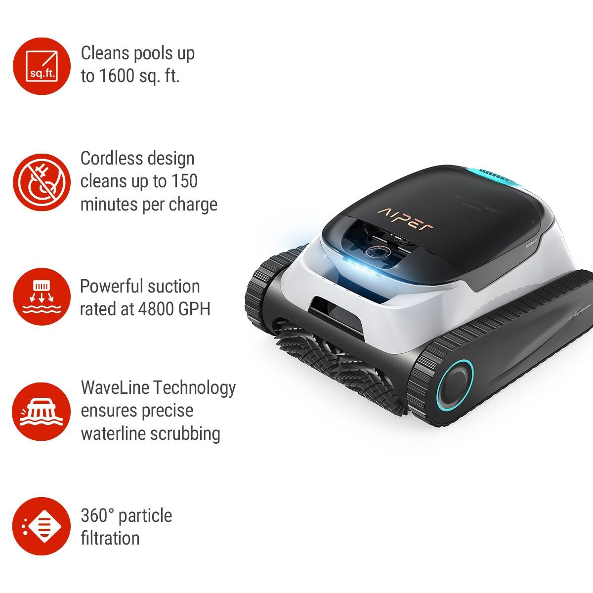 Aiper Scuba N1 Cordless Robotic Pool Cleaner for In-Ground Pools up to 1600 sq. Ft.