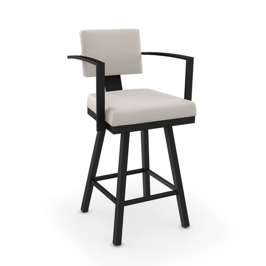 Amisco Akers Swivel Bar Stool with Padded Backrest, Multiple Colours, 30-in