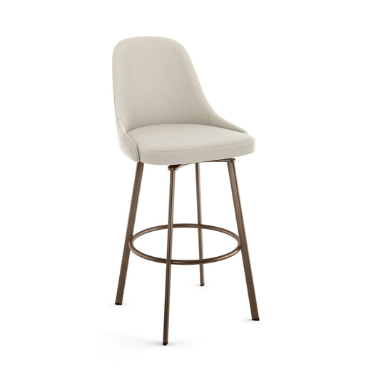 Amisco Harper Swivel Counter Stool with Backrest, Bronze Frame & Cream Fabric, 26-in