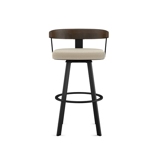 Amisco Lars Wood Swivel Counter Stool with Backrest, Black Frame, 26-in