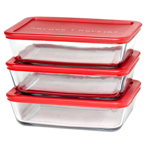 Anchor Hocking Glass Meal Prep Food Storage Container Set, 6-pc