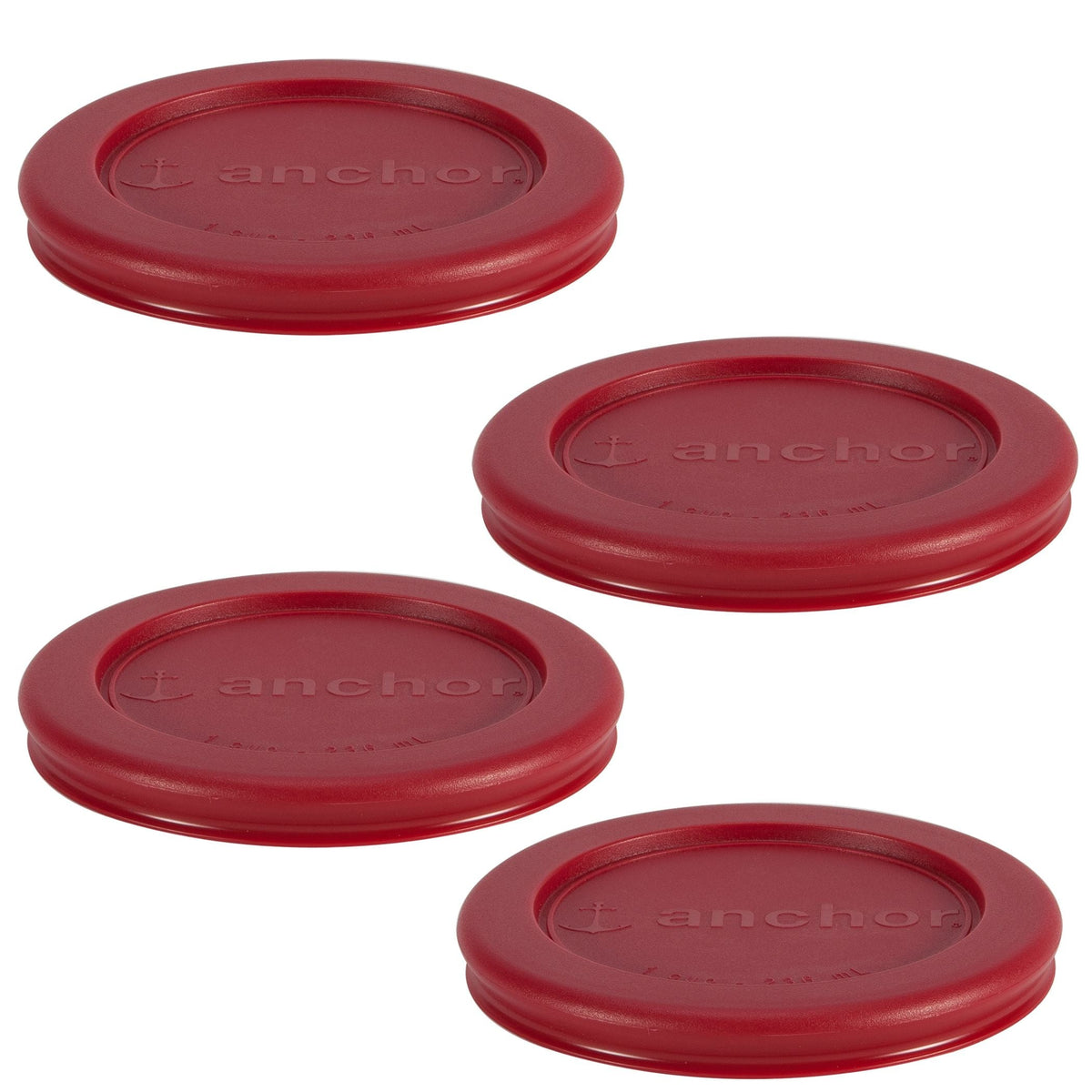 Anchor Hocking Plastic Lid Set, Red, 4-pc x 1-Cup