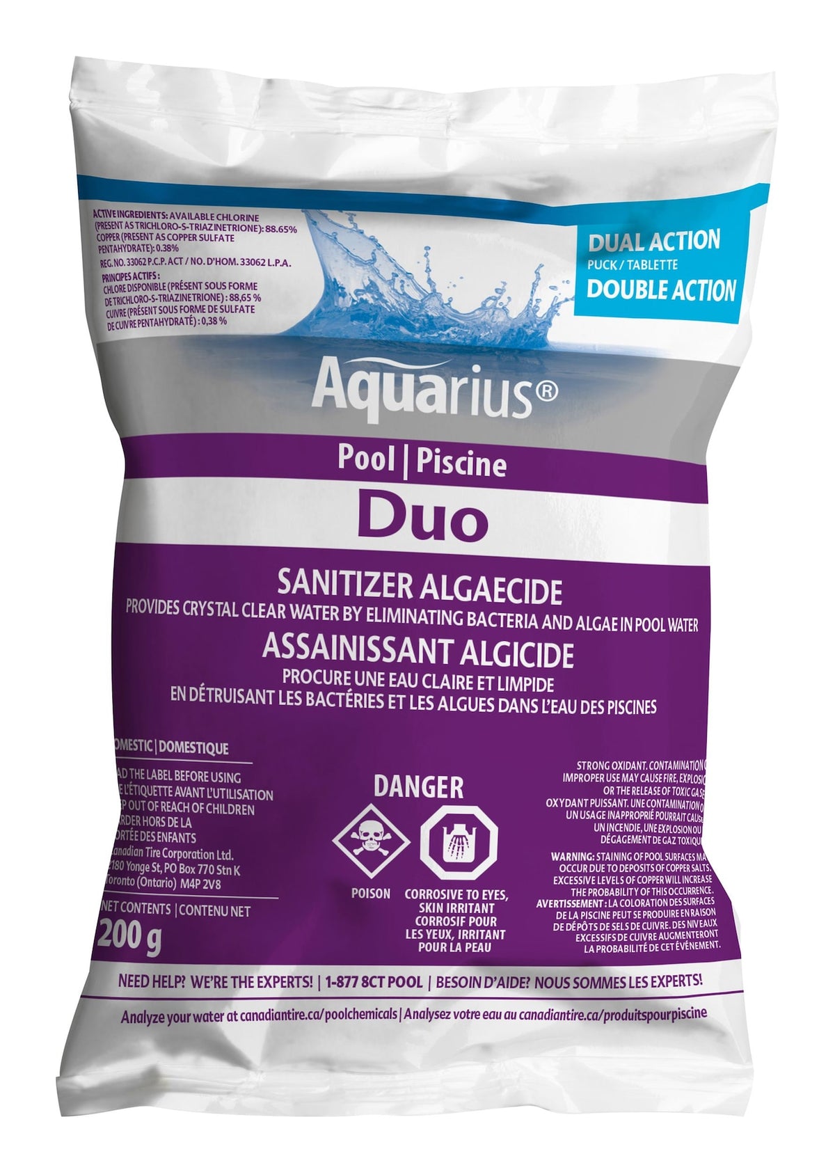 Aquarius Duo Pool Sanitizer & Algaecide, 200-g