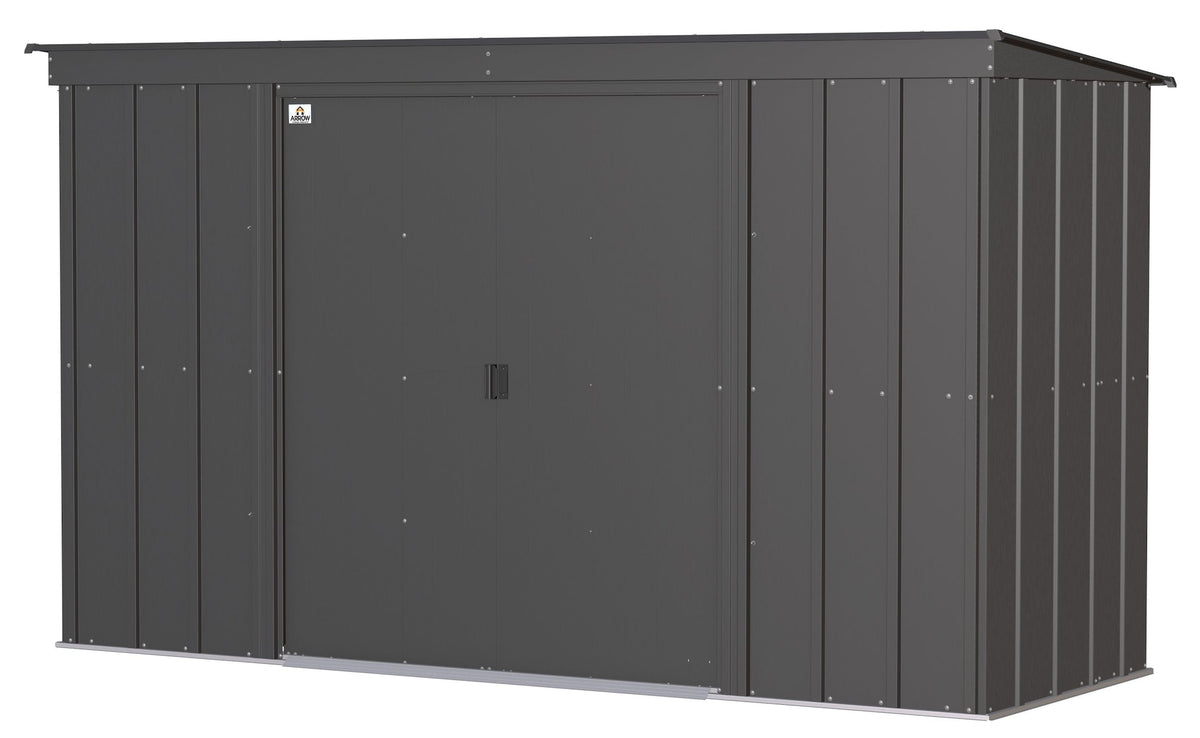 Arrow Classic Galvanized Steel Storage Shed, Charcoal, 10-ft x 4-ft